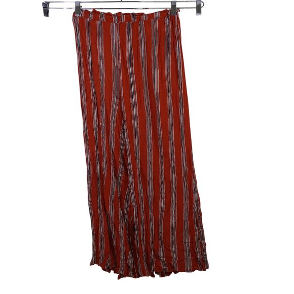 Simplee Wide Leg Palazzo Pull-on Pants Women Size L Rust Orange Stripe - Picture 4 of 10